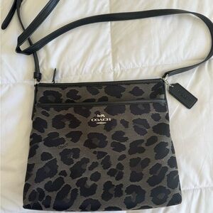 Coach Black and Gray Leopard Print Shoulder Bag